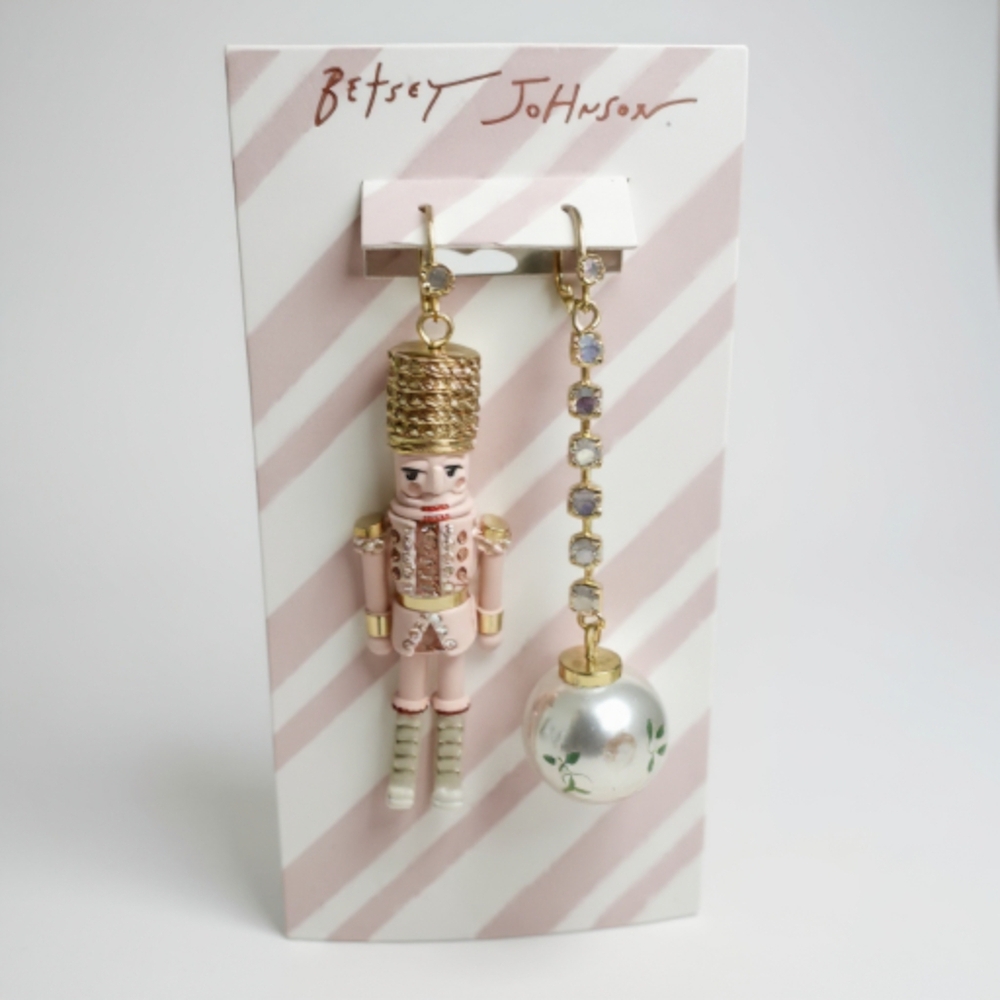 Betsey Johnson Earrings Nutcracker & Pearl Earrings - 3" Lightweight NWT - Picture 3 of 8